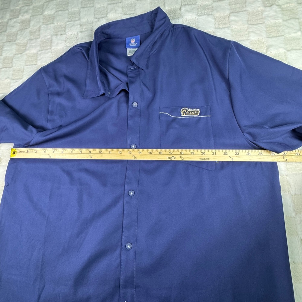 Vintage St. Louis Rams Reebok NFL Onfield Button Up Shirt 2XL Extra Large Mens - Picture 10 of 13